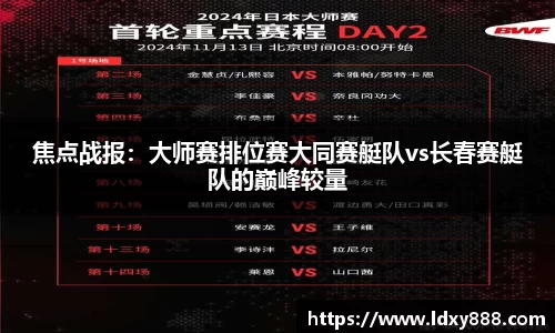 焦点战报：大师赛排位赛大同赛艇队vs长春赛艇队的巅峰较量